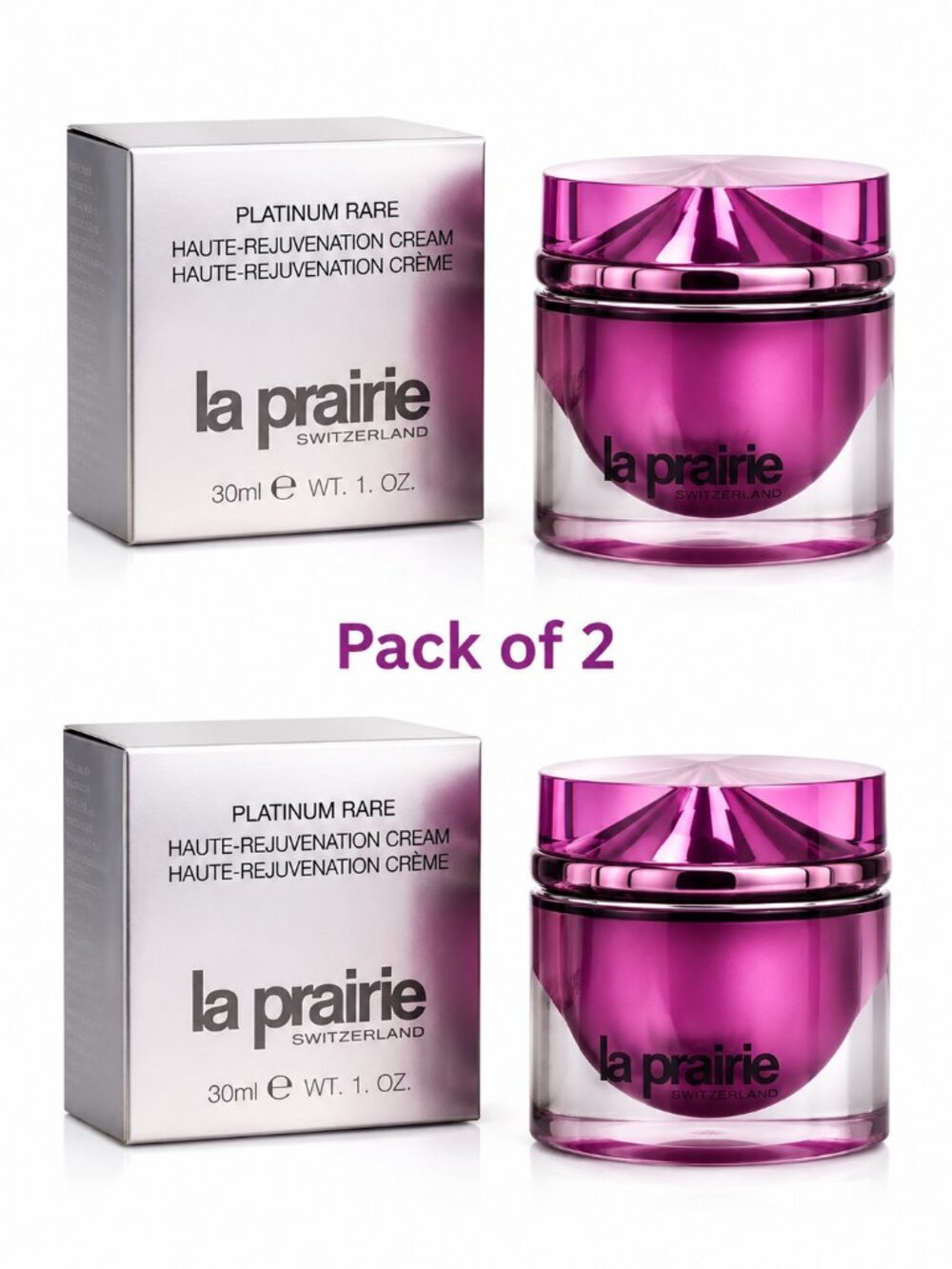 2 Pack La Prairie Platinum Rare Haute-Rejuvenation Cream - Pink and Silver - Picture 1 of 3